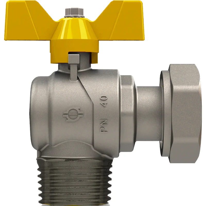 Valvola A Sfera Gas Ad Angolo M/F Con Dado Girevole E Farfalla Alluminio Fiv 1" X 1"1/4