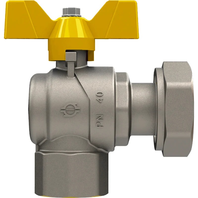 Valvola A Sfera Gas Ad Angolo F/F Con Dado Girevole E Farfalla Alluminio Fiv 1" X 1"1/4
