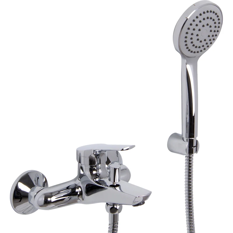 Miscelatore Vasca "Serie 4" Con Leva Chiusa Cromo + Set Doccia