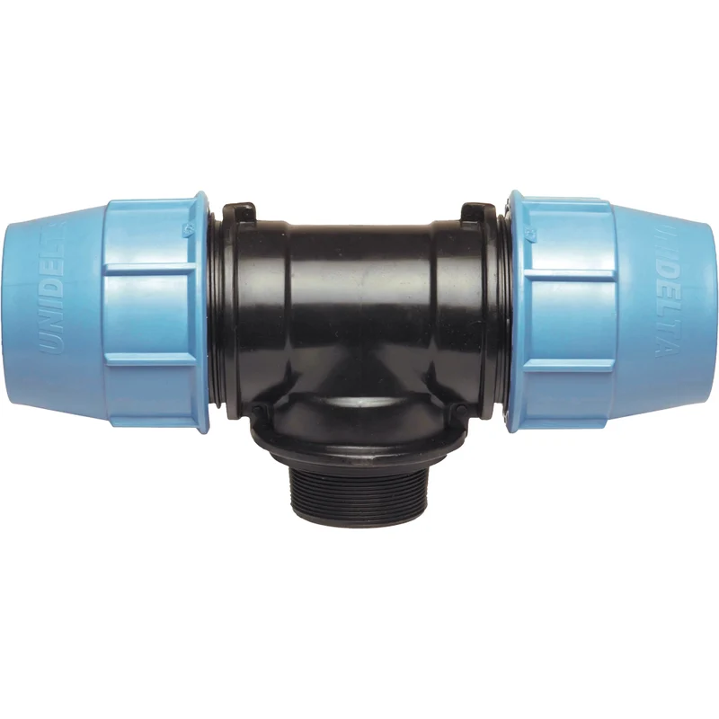 Raccordo A Tee 90° Con Derivazione Maschio Per Polietilene Unidelta 90X3"