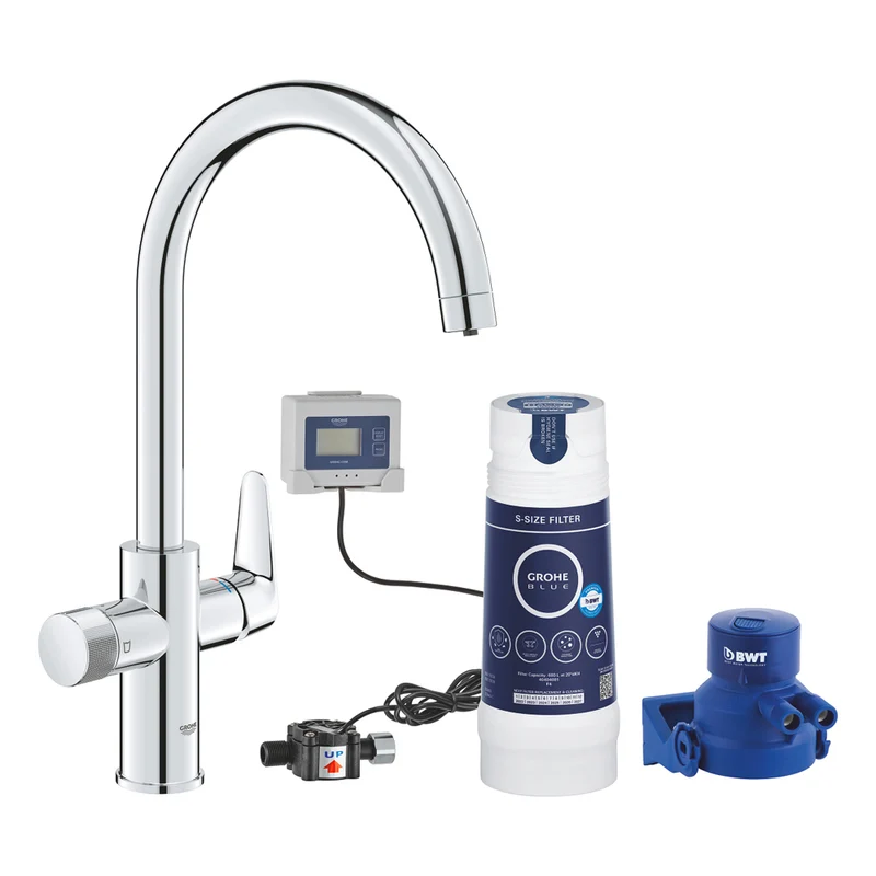Miscelatore Con Sistema Di Filtrazione Acqua "Blue Pure Baucurve" Starter Kit