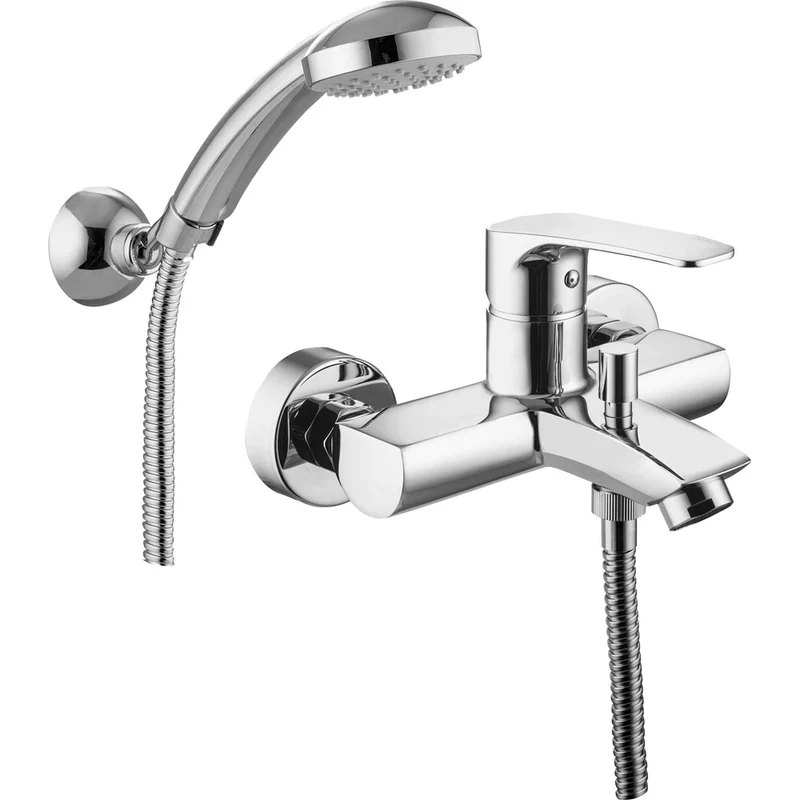 Miscelatore Vasca Esterno Con Deviatore Lime Cromo + Set Doccia