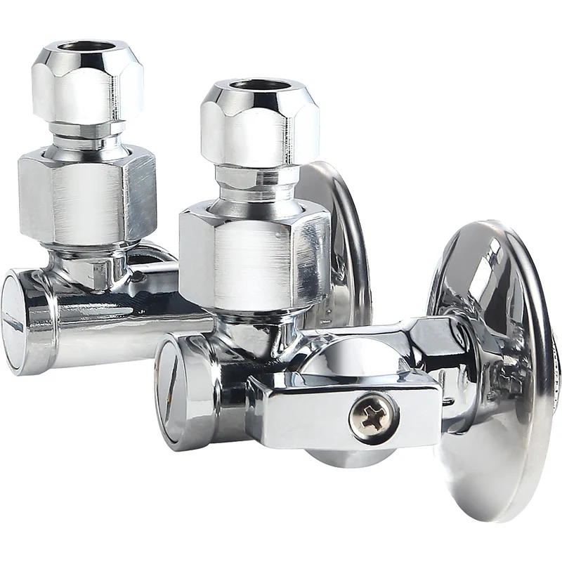 Coppia Rubinetti A Sfera Sottolavabo Dx/Sx Cromati 1/2" X 3/8" X 10