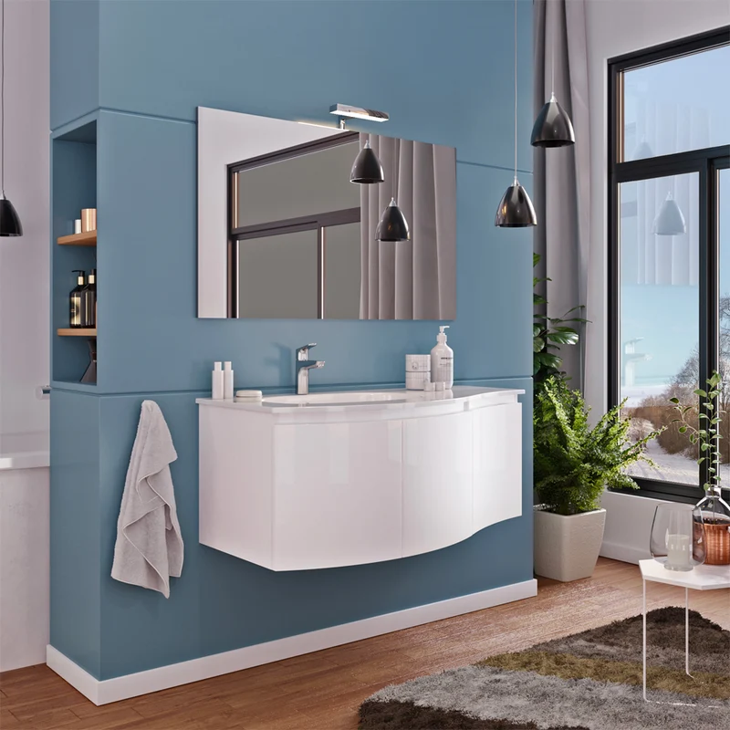 Composizione Mobile Da Bagno Onda Bianco Lucido
