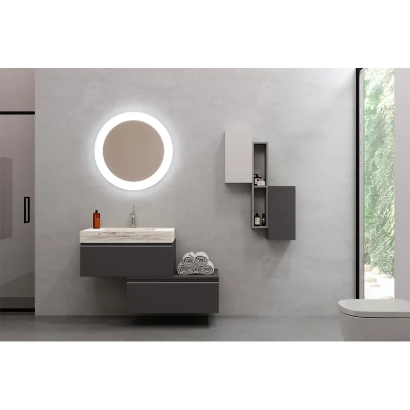 Composizione Mobile Da Bagno Idea 80 Lino /Rovere Ghiaccio