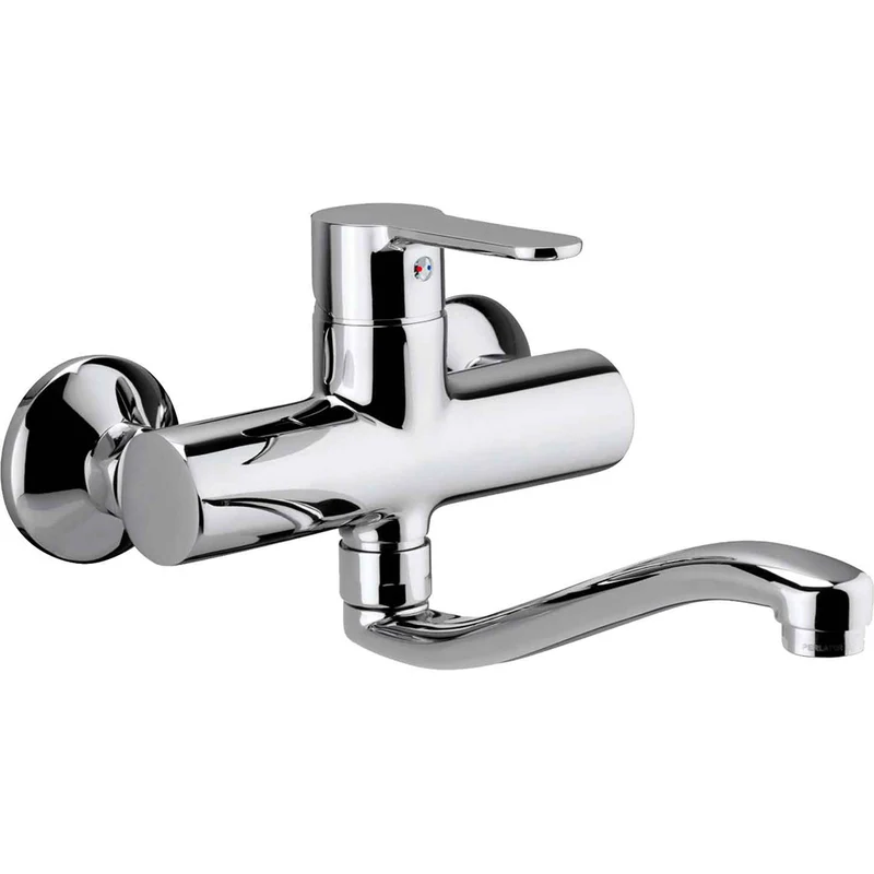 Miscelatore Lavello A Muro Canna Tubo Serpente Blu Cromo