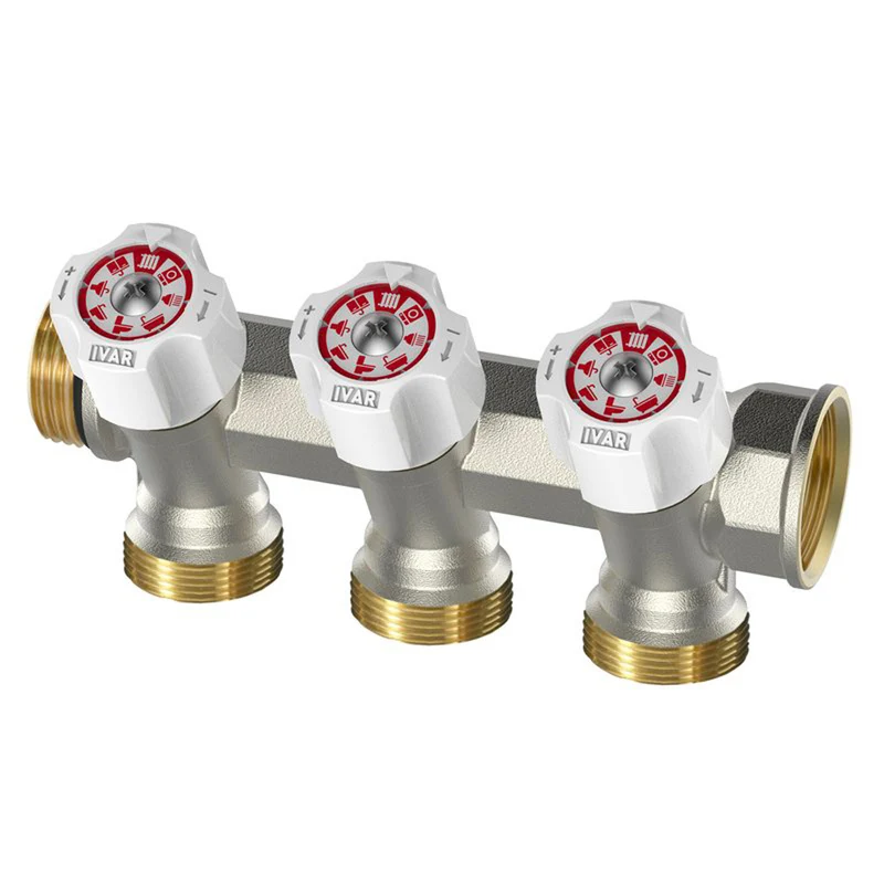 Collettore Lineare Componibile "Easy Lock" Con Rubinetti Di Arresto Inclinati A 30° Ivar 1" X 2 Vie Eurocono