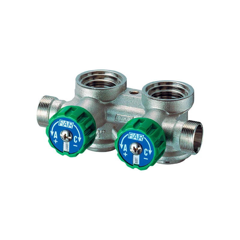 Collettore Complanare Componibile Con Valvole Di Arresto Destro Far 2 Deriv. 3/4" Cromo