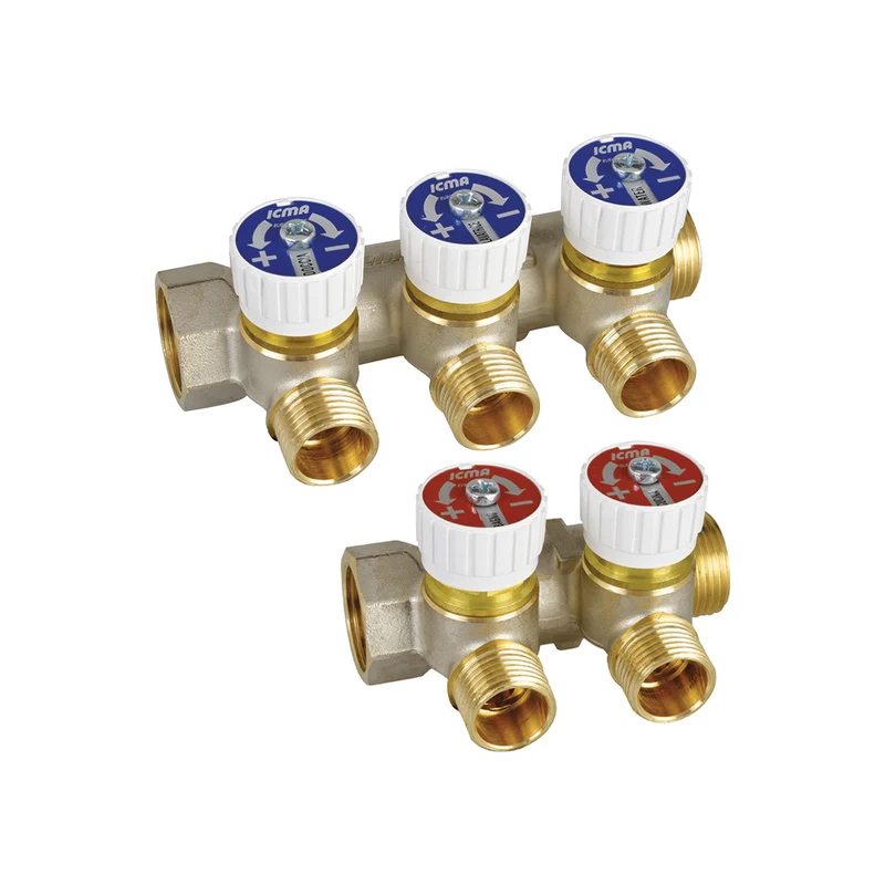 Collettore Lineare Maschio/Femmina 1" Con Rubinetti D'Arresto Mod.227 Icma 2 Vie Da 1/2" (16)