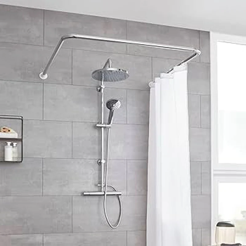 Asta Per Tenda Doccia/Vasca Cromo 2 Lati - 90X90 Cm