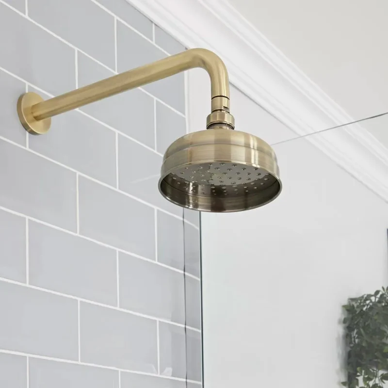 Braccio Doccia Con Soffione In Ottone Bronzato 1/2" - 30 Cm- Ø 16