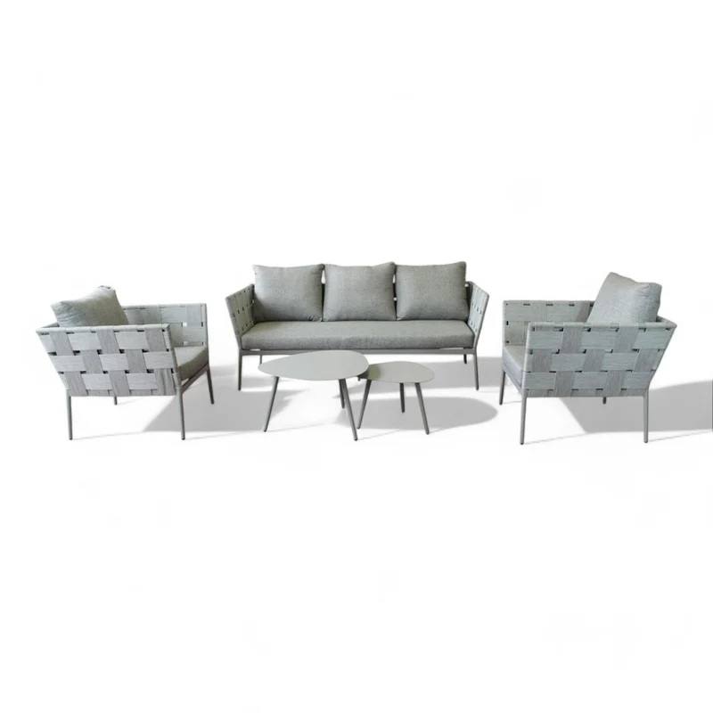 salotto da giardino tortora in alluminio con cuscini 3 posti struttura robusta design moderno comodo elegante arredo esterno
