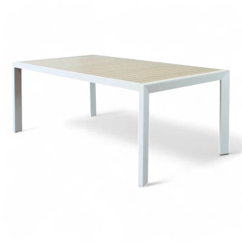 Tavolo allungabile in alluminio antracite effetto legno 190/250x100 cm per esterno design moderno e robusto