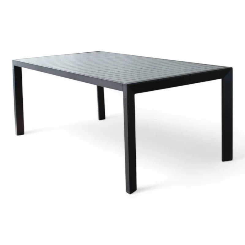Tavolo allungabile in alluminio antracite effetto legno 190/250x100 cm per esterno design moderno e robusto