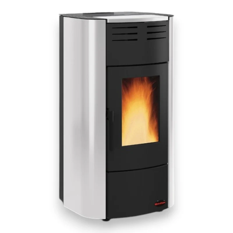 Termo stufa a pellet 18,8Kw in ghisa 63,3x62,6xH117,60 cm grigio luce Raffaella idro Nordica