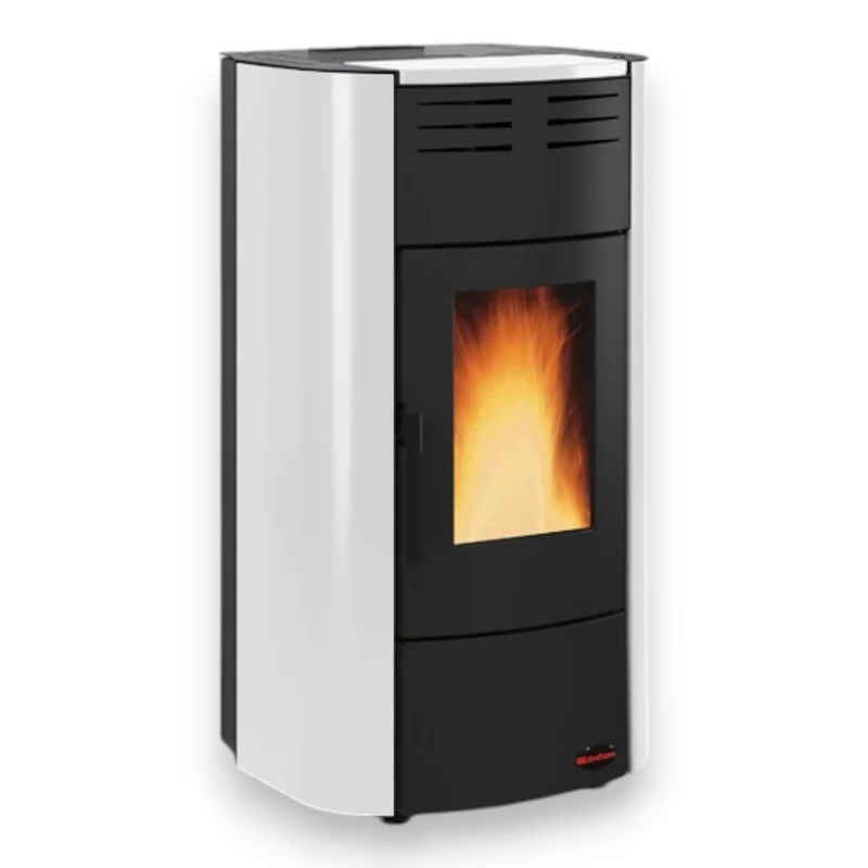 Termo stufa a pellet 18,8Kw in ghisa 63,3x62,6xH117,60 cm bianco Raffaella idro Nordica