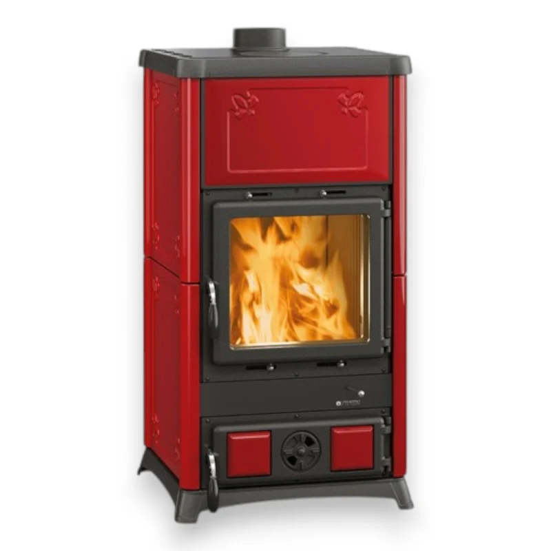 Stufa a legna 8,3 Kw rivestita in ghisa 56x54,7xH103,5 cm Nordica bordeaux