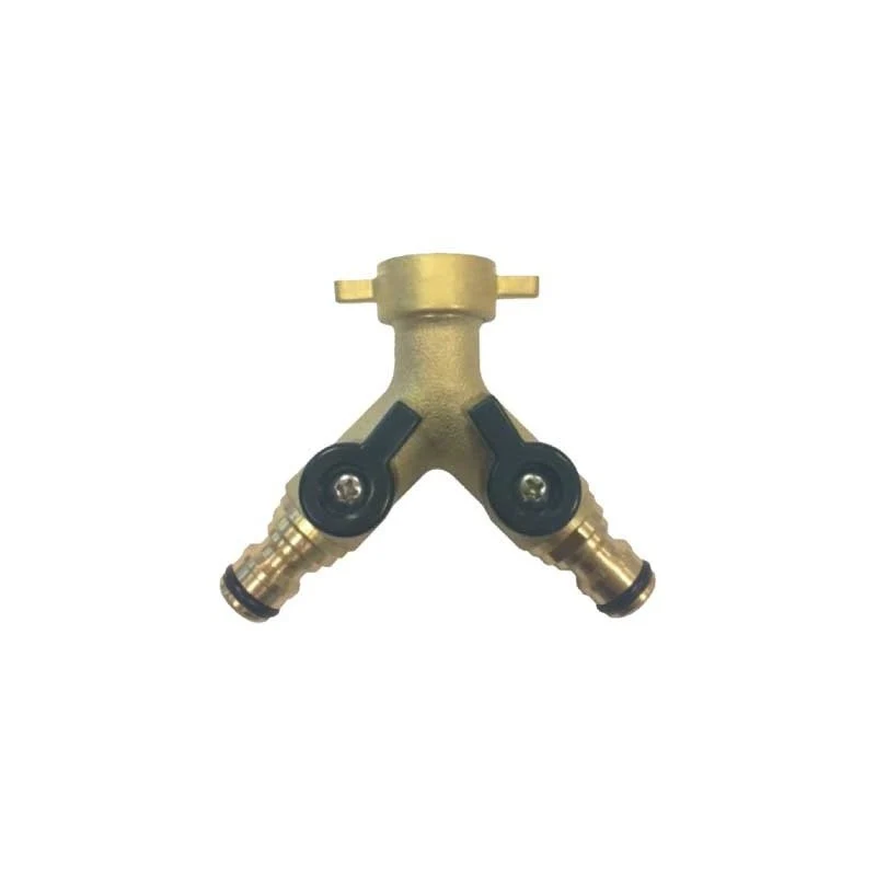 presa a rubinetto in ottone doppia uscita con innesti rapidi 3/4"