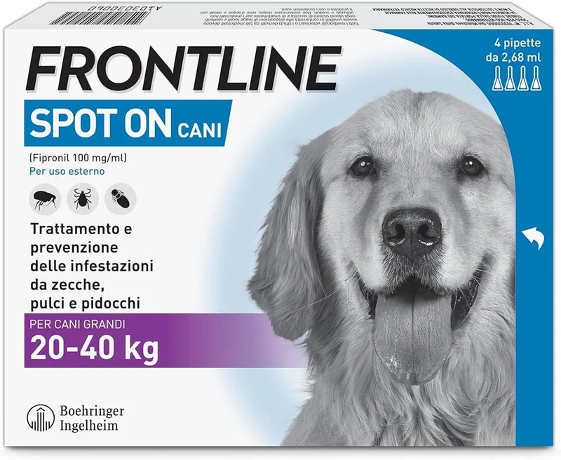 antiparassitario 'spot on' frontline cani 20/40 kg - 4 pipette