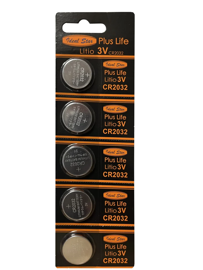 pile a bottone 'plus life' 2032 ideal star blister 5 pezzi