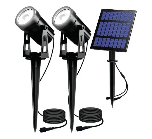 doppio faretto solare a led ideal star 2x3 watt - colore nero