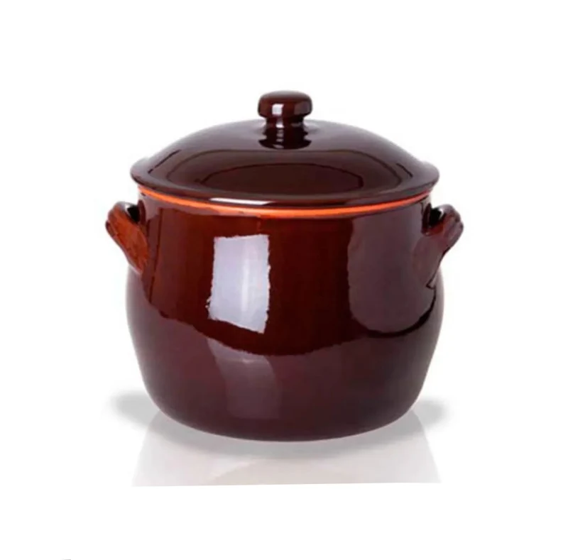 Benegiamo pentola in terracotta con coperchio 2 manici ø24 cm