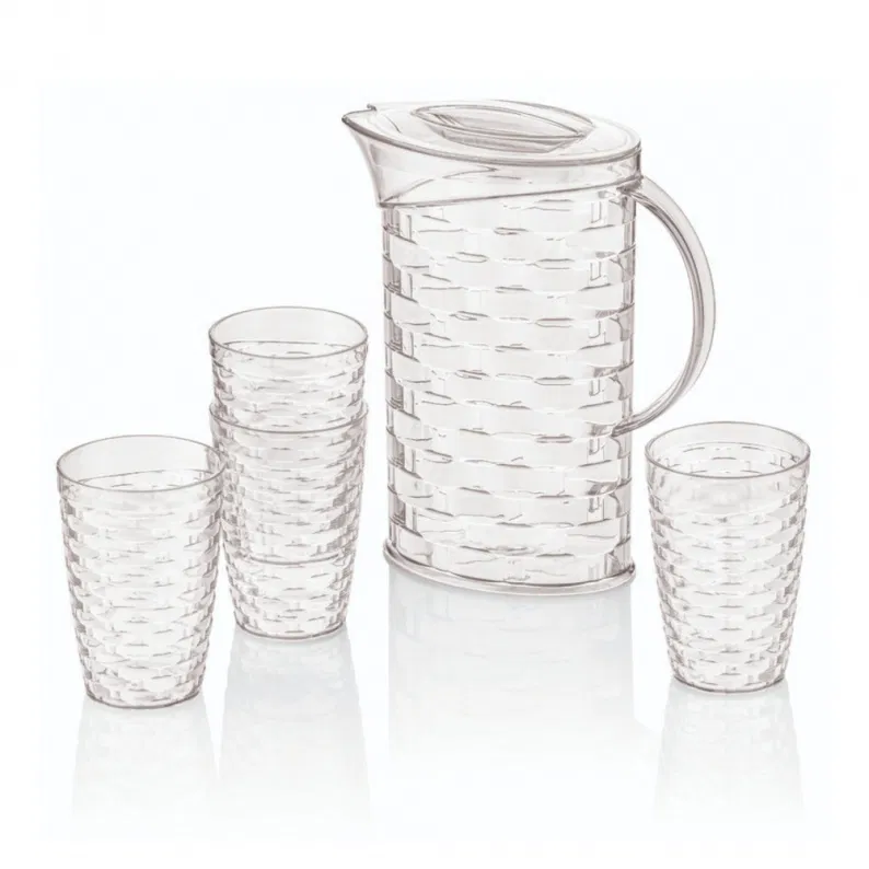 Caraffa 2L in plastica trasparente con 4 bicchieri 430 ml