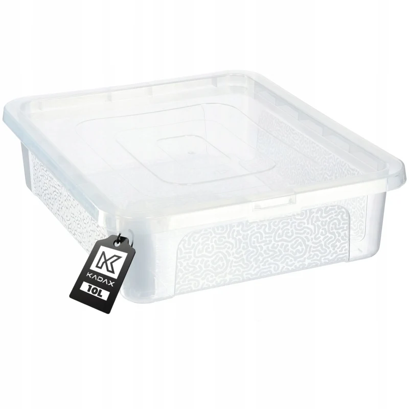 Contenitore in plastica KADAX da 10 litri con coperchio, trasparente, con chiusura a chiave, ideale come organizer.