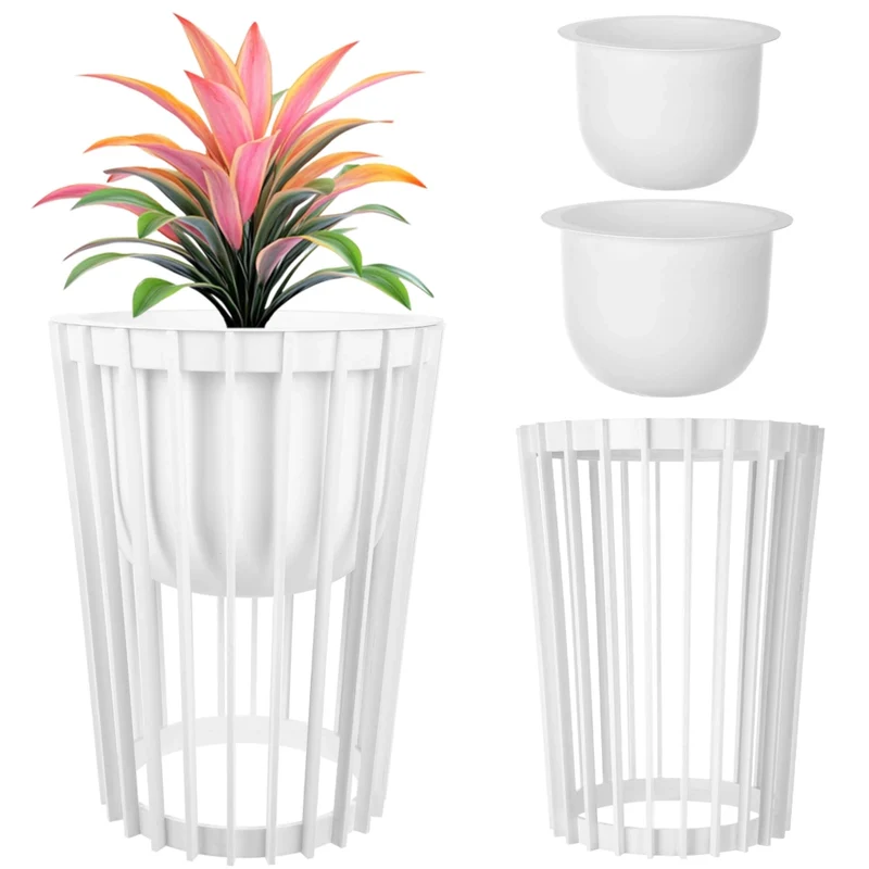 Supporto per fiori bifacciale KADAX Loft, bianco, 39,5 cm + 2 inserti