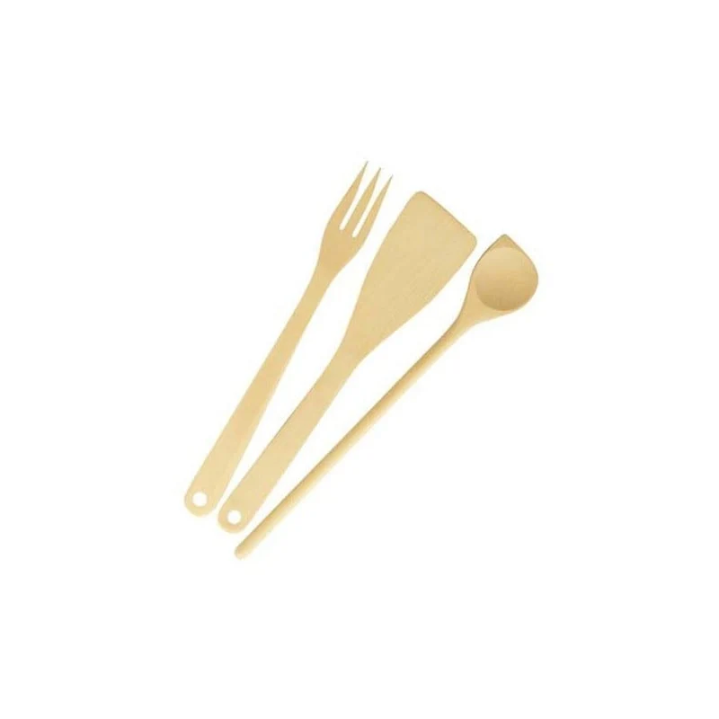 set cucchiaio - paletta - forchettone 'woody' 30 cm - 30 cm - 32cm - 3 pezzi
