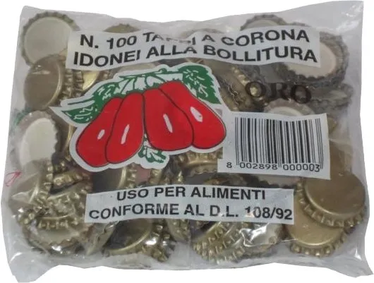 tappo a corona per pomodori ø 26 mm - confezione 100 pezzi