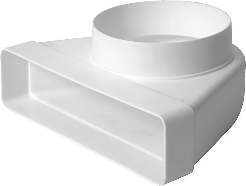 curva con riduzione da tubo tondo a rettangolare da ø 100 mm a mm 110x55