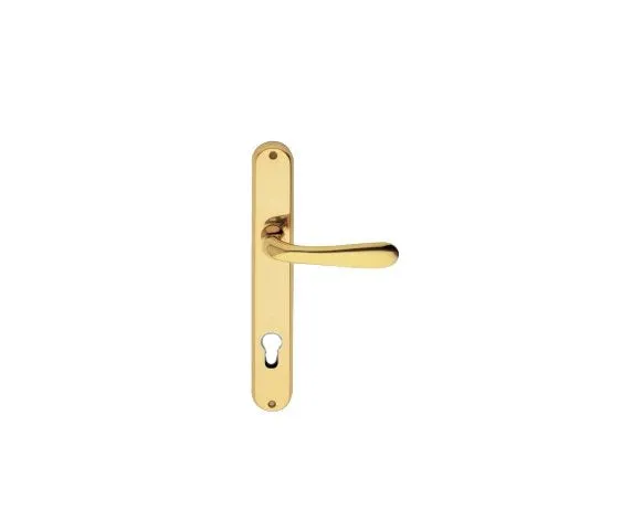 maniglia 'goccia' con placca foro yale oro lucido