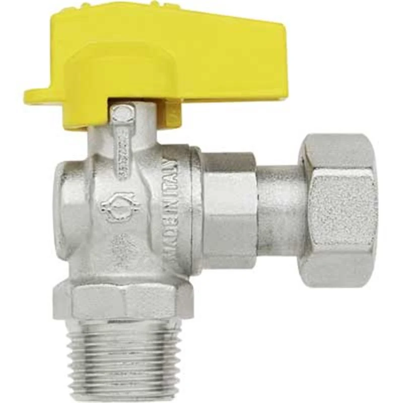 rubinetto a squadra per gas maschio/dado girev. 1/2" x 1/2"