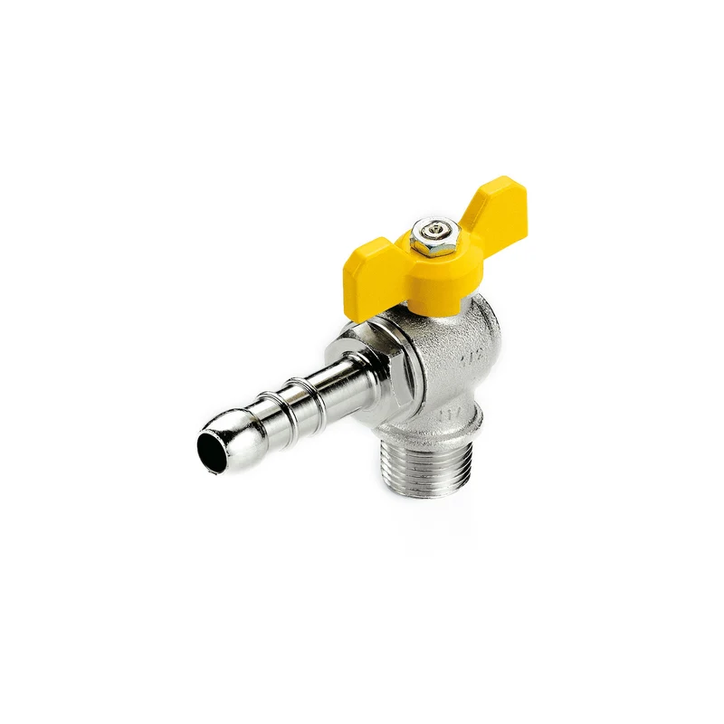 rubinetto a squadra per gas maschio/portagomma 1/2 x ø 9 mm