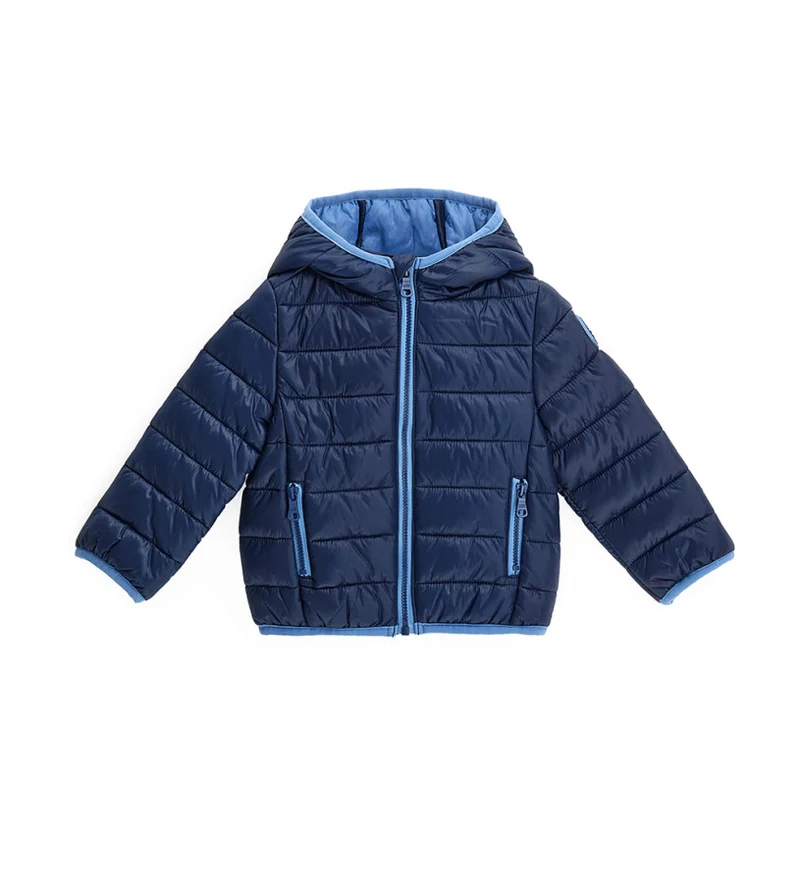 giubbino imbottito con cappuccio blu tg. s