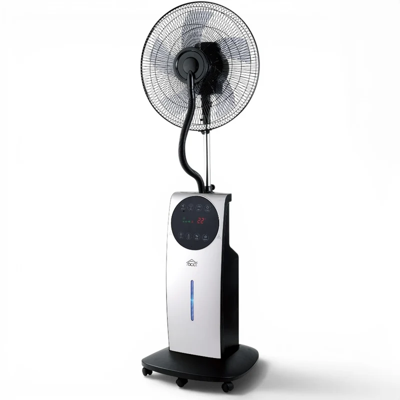 Ventilatore multifunzione a 3 pale con ruote e nebulizzatore 100W display led Nebuly