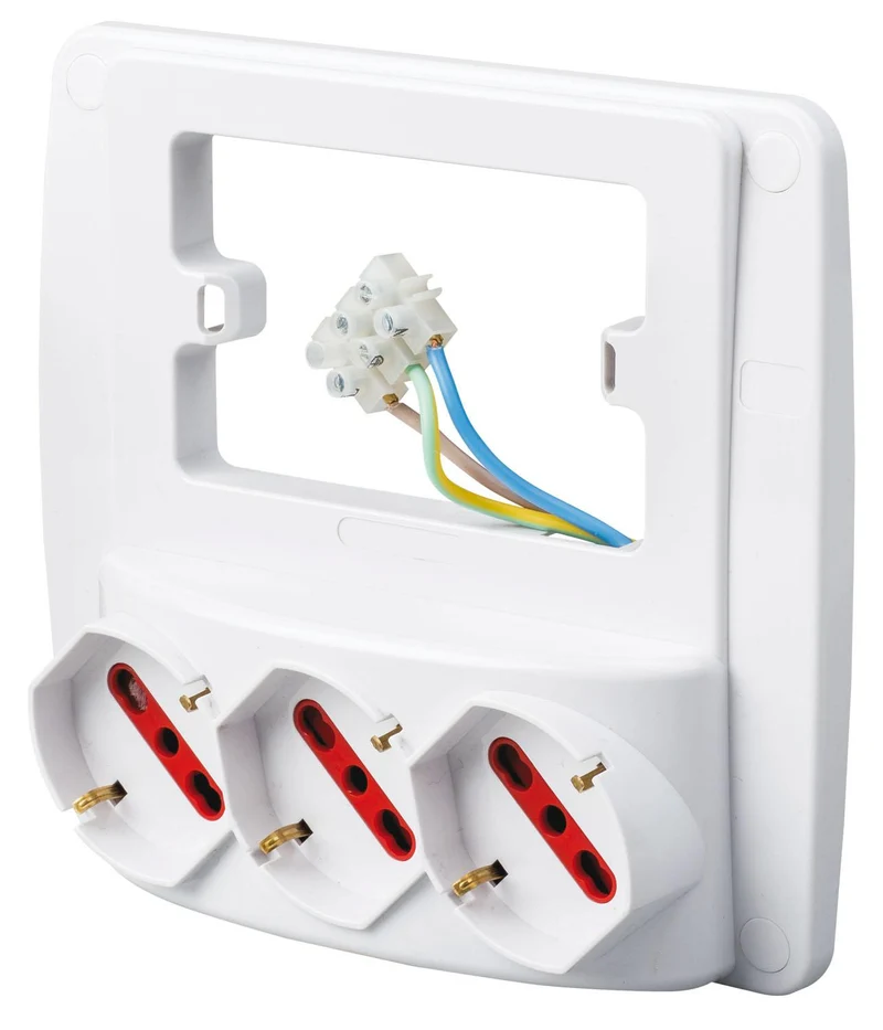 multipresa da parete schuko emilia smart rosi 3 prese schuko 2p+t 10/16a - col. bianco