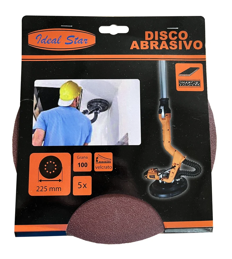 disco abrasivo velcrato per levigatrice ideal star ø 225 grana 120 - conf. 5 pezzi