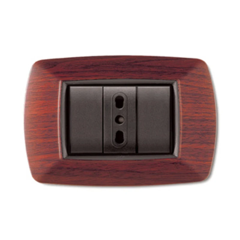 placca coprinterruttore legno scuro 'mylife' 7 moduli