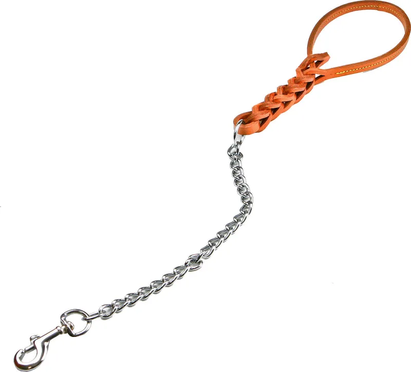 guinzaglio per cani tripla treccia con catena 600 mm