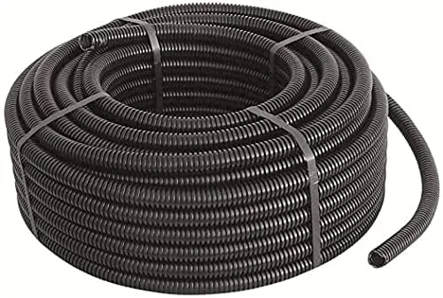 tubo corrugato con tirafilo nero ø 25 mm - rotolo 10 mt