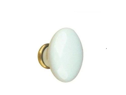 pomolo per mobili in ceramica 'p04' ø 31 mm - bianco decoro 45
