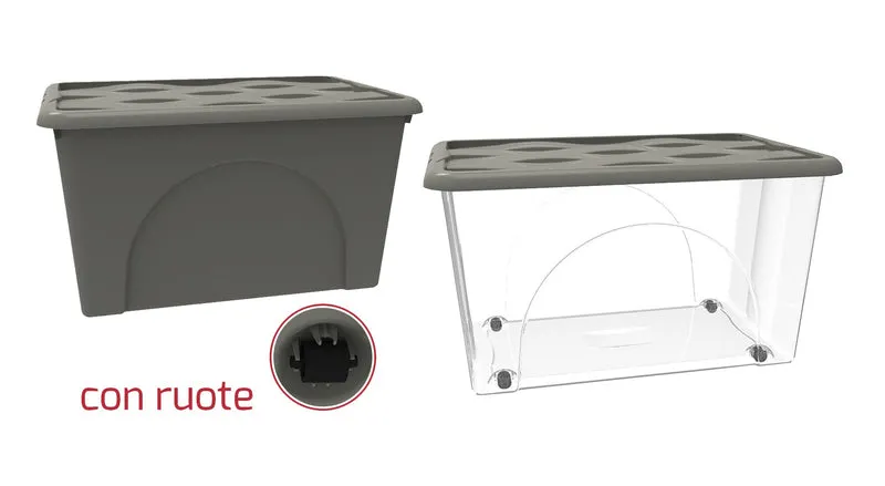 contenitore multiuso 'storage box' 45 lt, - col. trasparente/grigio talpa