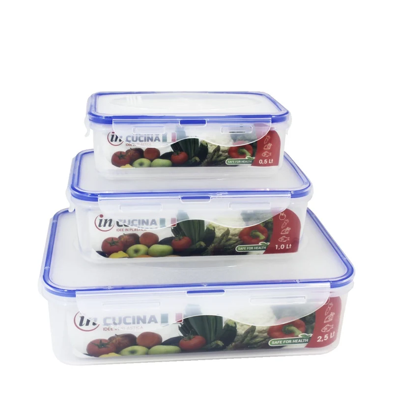kit contenitori box frigo ermetici rettangolari maxi - confezione 3 pezzi