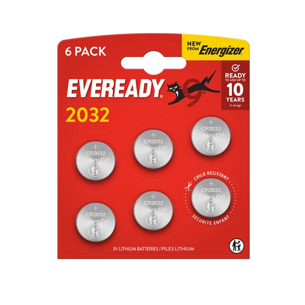 Micropila Eveready Lithium CR2032 - 3V - a pastiglia - litio - Energizer - blister 6 pezzi