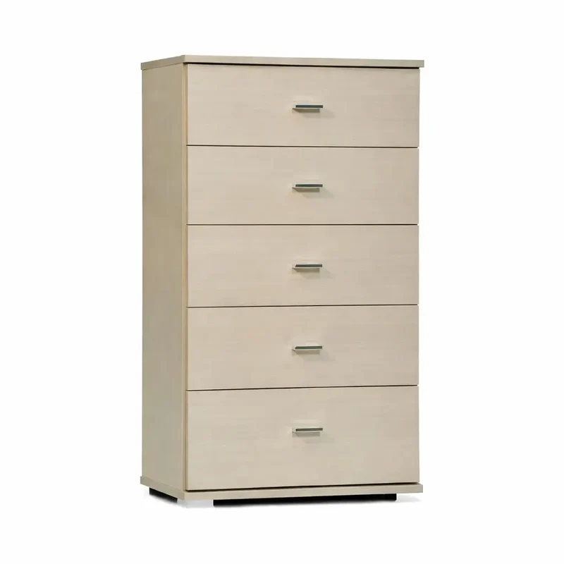 Cassettiera 5 cassetti rovere sbiancato cm 91x53x33