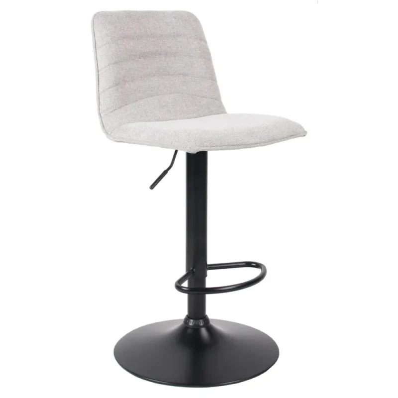 Sgabello Charlie in tessuto tortora chiaro con base nera
