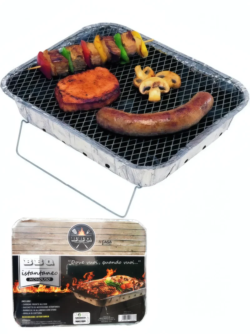 Barbecue usa e getta con carbone istantaneo 31x21x5 cm