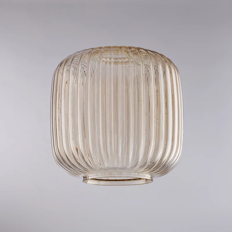 diffusore in vetro soffiato ambra con decoro rigatura in rilievo H.20 - Ø20
